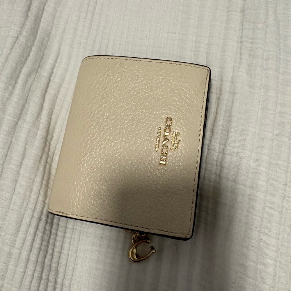 Coach Beige Leather Wallet with Gold Accents